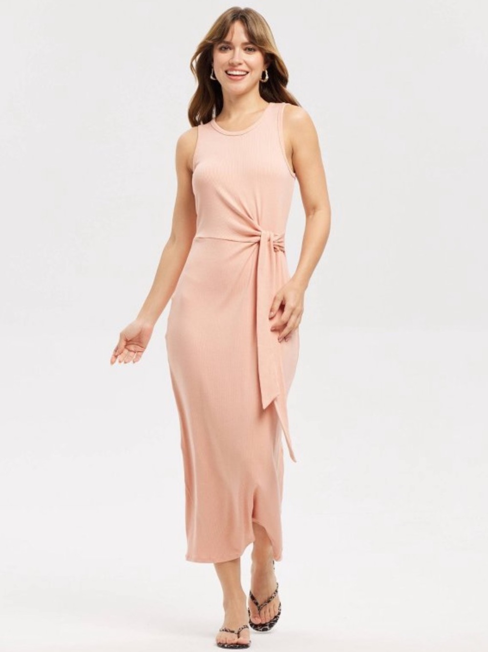 Ribbed Tie-Waist
Maxi Bodycon Dress - A New Day™ Coral Orange S